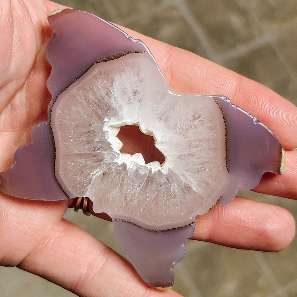 Natural Purple Agate Druzy Butterfly Crystal Carving - Picture 2 of 6